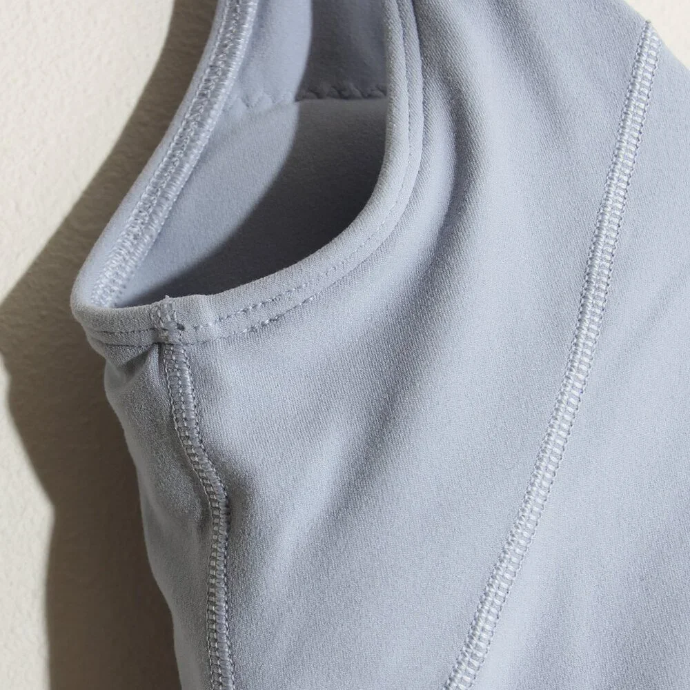 Lululemon Align Tank Top Crop Nulu Built-in-Bra Blue Linen Size 2